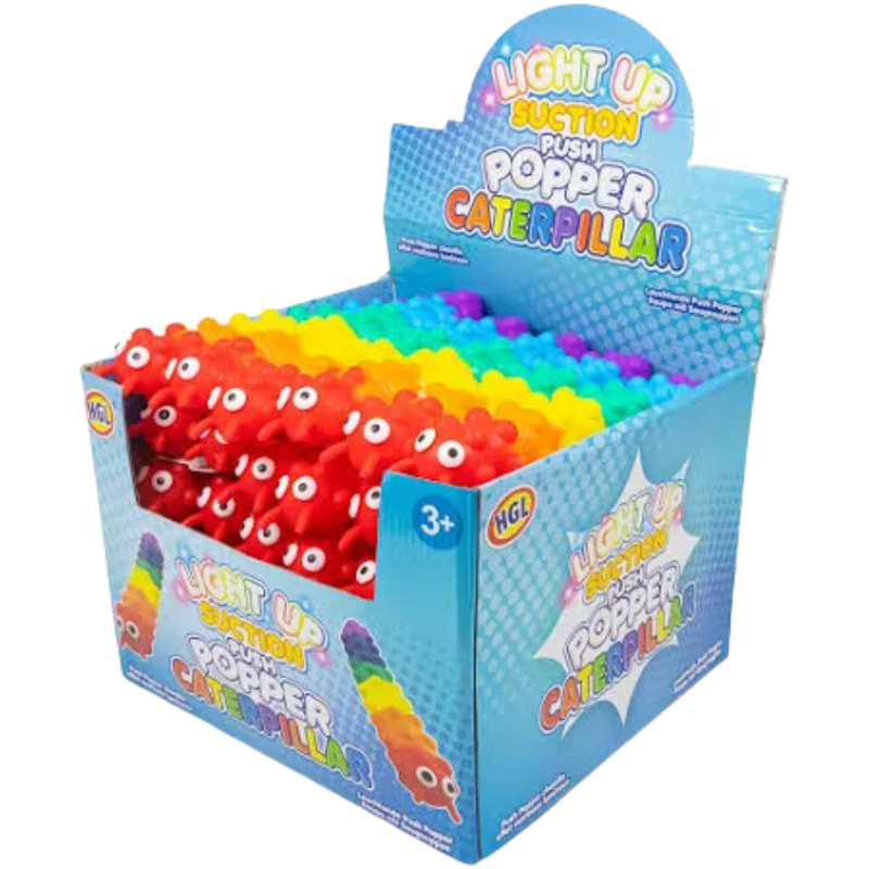 ONE FOR FUN Light Up Suction Push Popper Rainbow Caterpillar