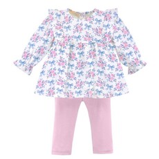 BABY CLUB CHIC blue floral bows ruffled leggings set
