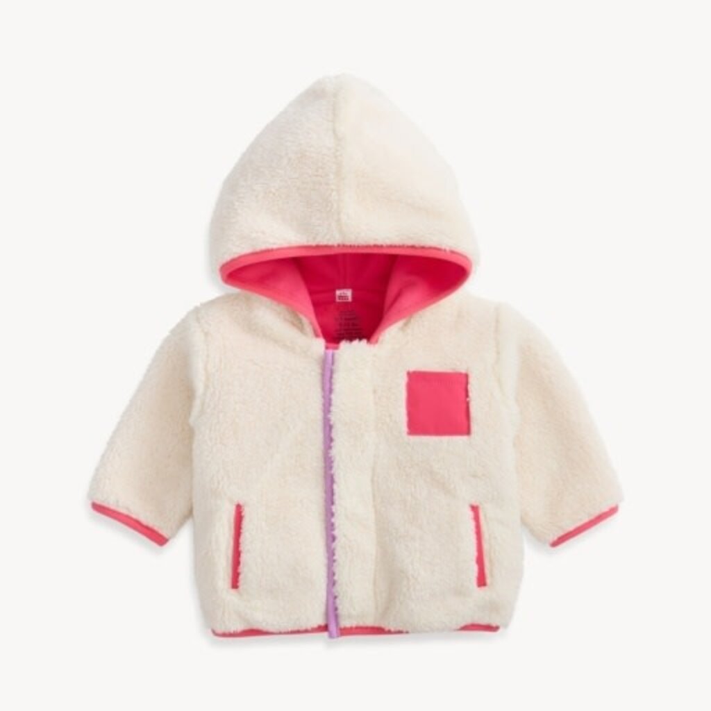 Magnetic  Me GENTLE CREAM SHERPA GIRL JACKET W/ STRIPE RIB