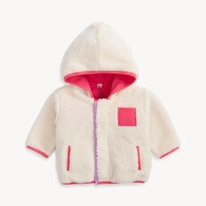 Magnetic  Me GENTLE CREAM SHERPA GIRL JACKET W/ STRIPE RIB