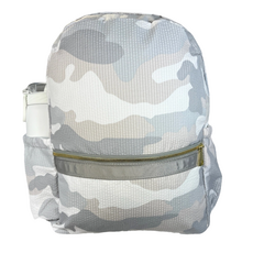 mint Snow Camo Seersucker Med Backpack w/Pockets Stripe