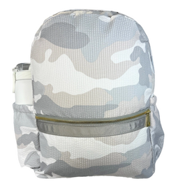 mint Snow Camo Seersucker Med Backpack w/Pockets Stripe