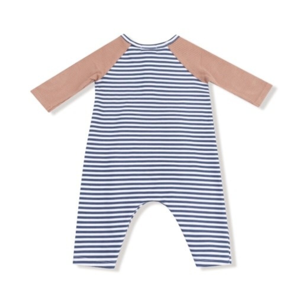 ANGEL DEAR Stripes w/ Football - L/S Raglan Henley Romper