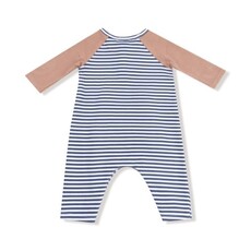 ANGEL DEAR Stripes w/ Football - L/S Raglan Henley Romper