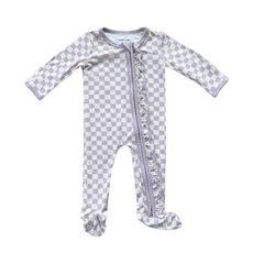 BABYSPROUTS Footie Romper Lavender Cloud Checkered