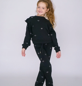 FLOWERS BY ZOE GIRL'S BLACK PANTS W/HEARTS