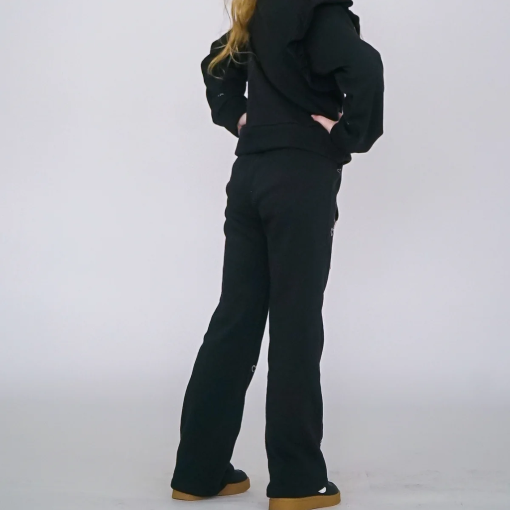 FLOWERS BY ZOE GIRL'S BLACK PANTS W/HEARTS