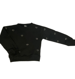FLOWERS BY ZOE GIRL'S BLACK SWEATSHIRT W/HEARTS
