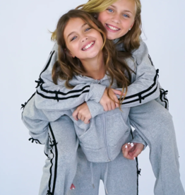 FLOWERS BY ZOE GIRL'S MISTY GREY PANT W/BLACK VELVET TRIM