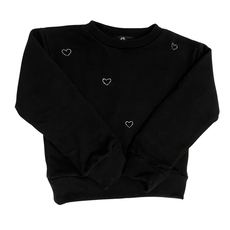 FLOWERS BY ZOE GIRL'S BLACK SWEATSHIRT W/HEARTS