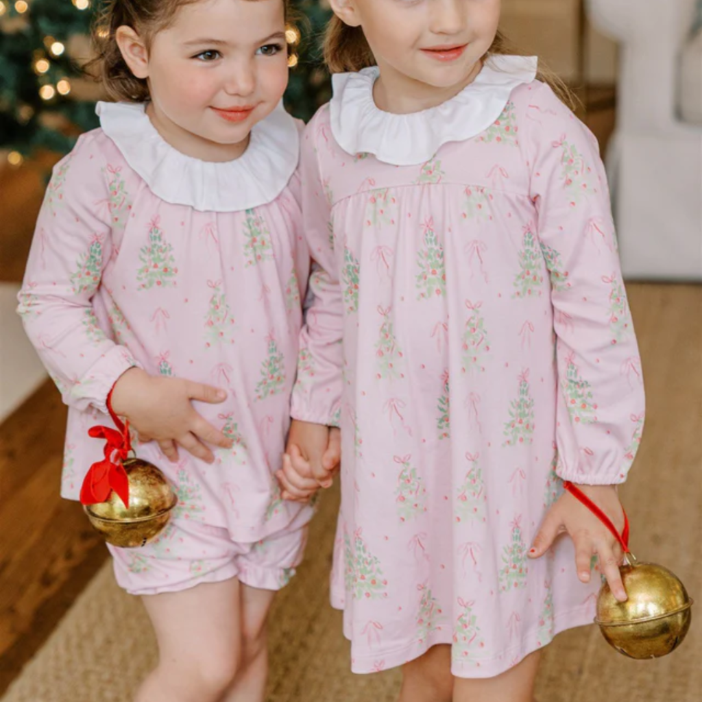 THE PROPER PEONY GIRL'S PINK TINSEL LS DRESS