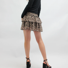 FLOWERS BY ZOE GIRL'S BROWN LEOPARD SKIRT