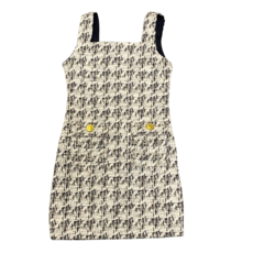 FLOWERS BY ZOE GIRL'S HOUNDSTOOTH BLACK/OFF WHITE DRESS