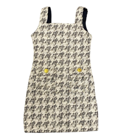 FLOWERS BY ZOE GIRL'S HOUNDSTOOTH BLACK/OFF WHITE DRESS