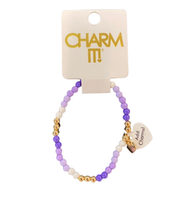 CHARM IT! GOLD PURPLE STRETCH BEAD BRACELET