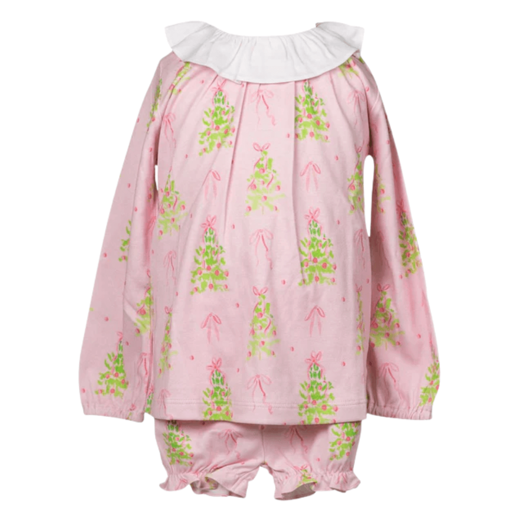 THE PROPER PEONY GIRL'S PINK TINSEL LS BLOOMER SET