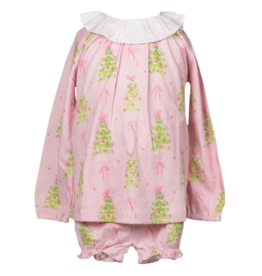 THE PROPER PEONY GIRL'S PINK TINSEL LS BLOOMER SET
