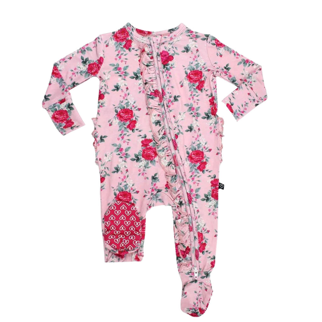 LEV BABY ROSALIND RUFFLED ZIPPERED FOOTIE