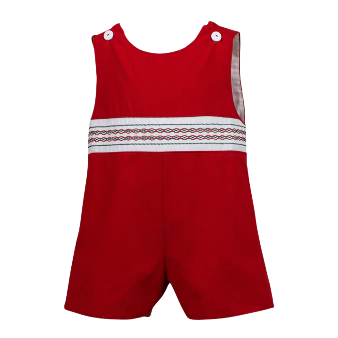 Proper Peony Baby / Toddler Boys Jon Jon - Red Tinsel Christmas Holly Tabs