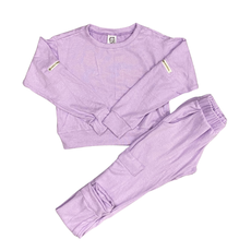 ERGE GIRL'S CASHMERE HACCI LS TOP W/CARGO PANT LAVENDER
