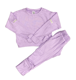 ERGE GIRL'S CASHMERE HACCI LS TOP W/CARGO PANT LAVENDER