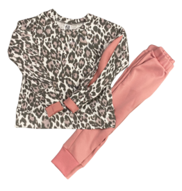 ERGE GIRL'S LS LEOPARD COMBO TOP W/BLUSH SCUBA JOGGER