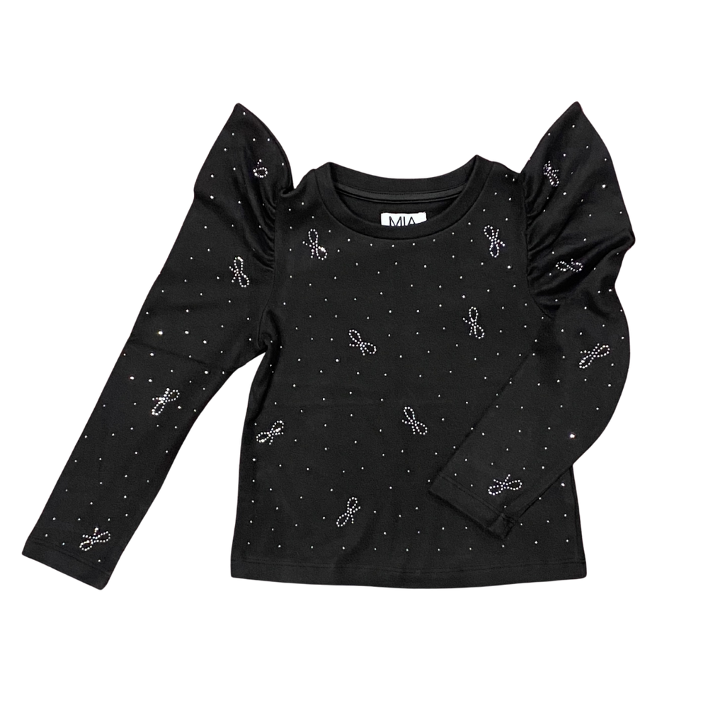 MIA NEW YORK GIRL'S PUFF SLEEVE TOP BLACK