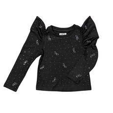 MIA NEW YORK GIRL'S PUFF SLEEVE TOP BLACK
