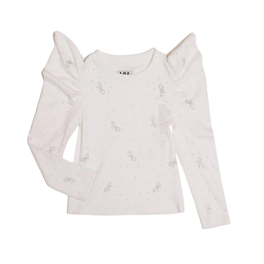 MIA NEW YORK GIRL'S PUFF SLEEVE TOP WHITE