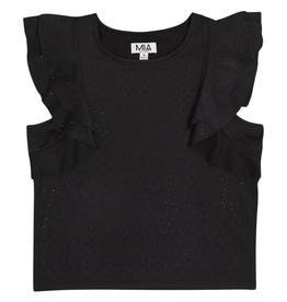 MIA NEW YORK GIRL'S STUDDED FLUTTER TOP BLACK