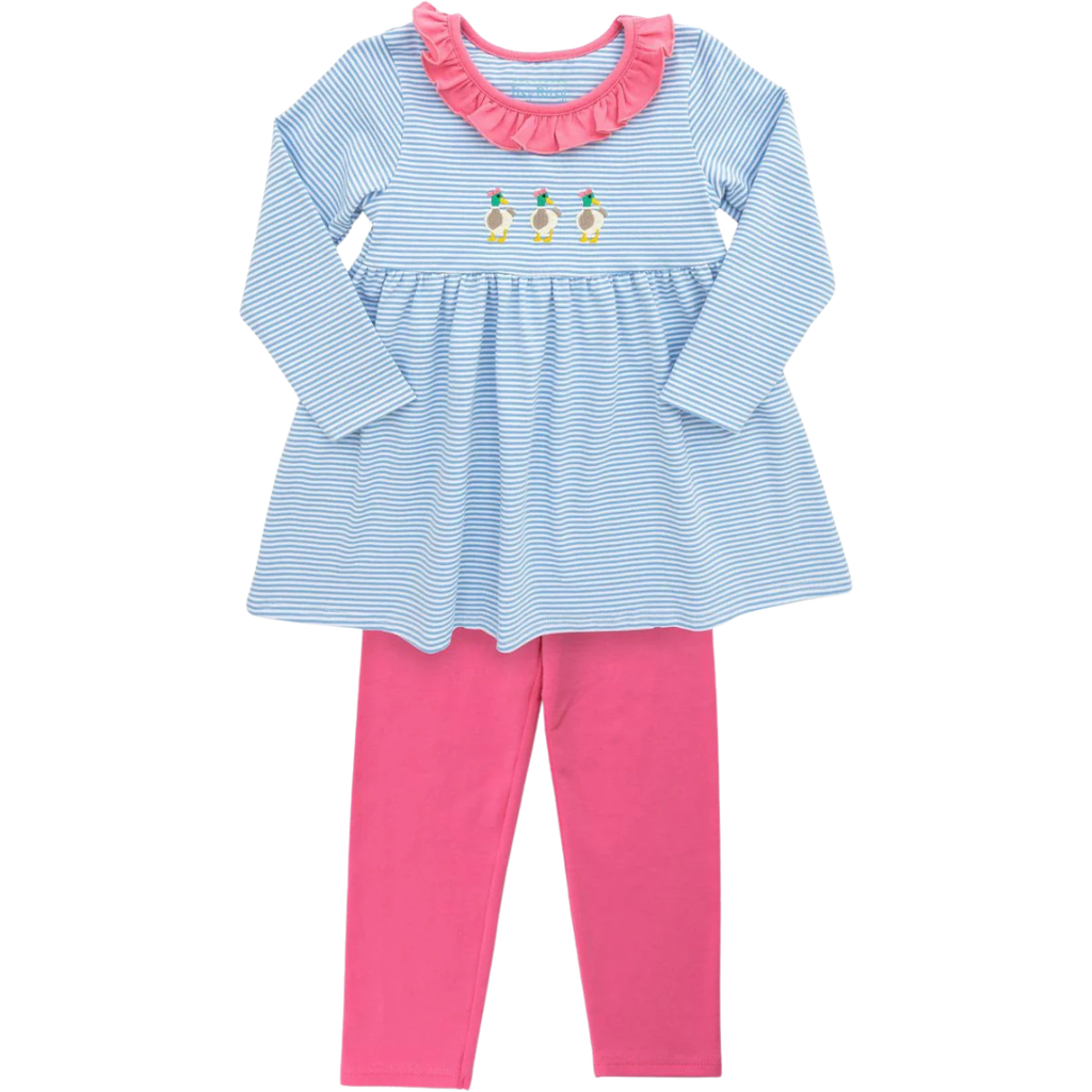 ITSY BITSY GIRL'S RUFFLE PANT SET-MALLARD