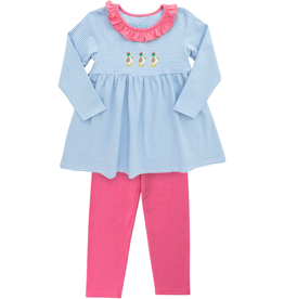 ITSY BITSY GIRL'S RUFFLE PANT SET-MALLARD