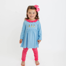 ITSY BITSY GIRL'S RUFFLE PANT SET-MALLARD