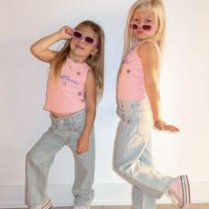 THREE WILDFLOWER DESIGN GIRL'S WIDE LEG GEM EMBELLISHED JEAN