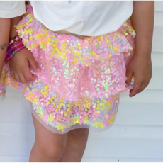 THREE WILDFLOWER DESIGN GIRL'S PASTEL SEQUINS SKIRT