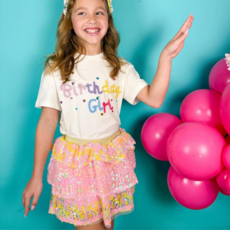 THREE WILDFLOWER DESIGN GIRL'S PASTEL SEQUINS SKIRT