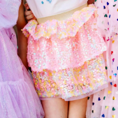 THREE WILDFLOWER DESIGN GIRL'S PASTEL SEQUINS SKIRT