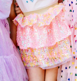 THREE WILDFLOWER DESIGN GIRL'S PASTEL SEQUINS SKIRT