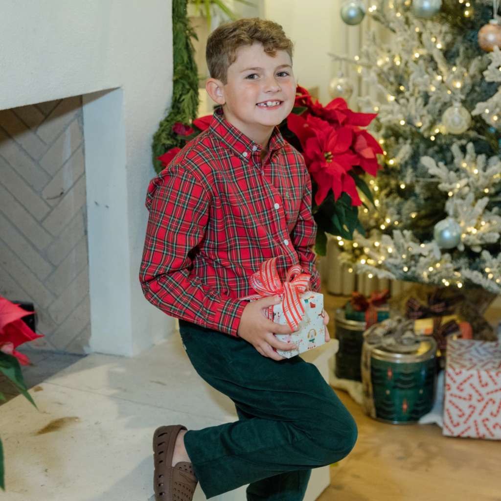 J.BAILEY Boy's Button Down Shirt Tartan