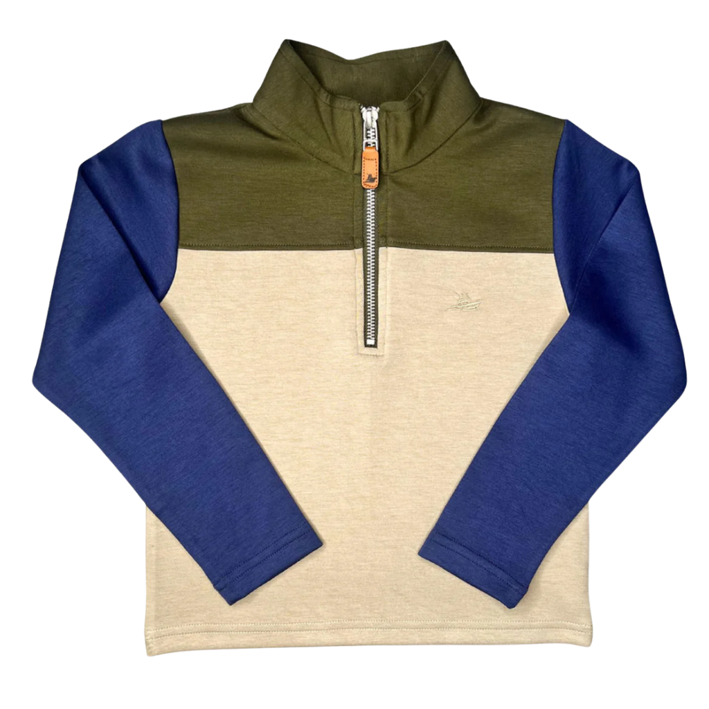 SOUTHBOUND BOY'S COLORBLOCK PULLOVER-GREEN/KHAKI/NAVY