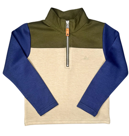SOUTHBOUND BOY'S COLORBLOCK PULLOVER-GREEN/KHAKI/NAVY