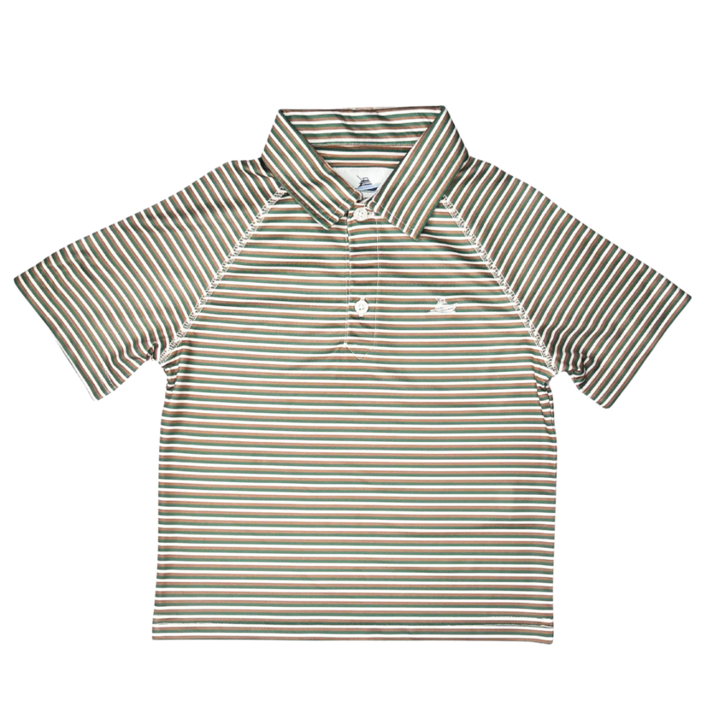 SOUTHBOUND BOY'S POLO LS-GREEN/FOG/BROWN