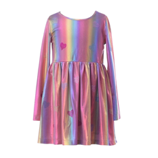 ROCKWILDE LS METALLIC DRESS W/RHINESTONE HEARTS