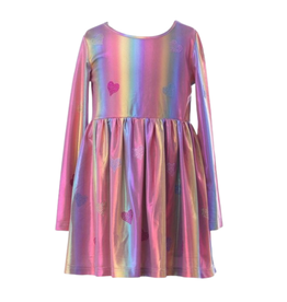 ROCKWILDE LS METALLIC DRESS W/RHINESTONE HEARTS
