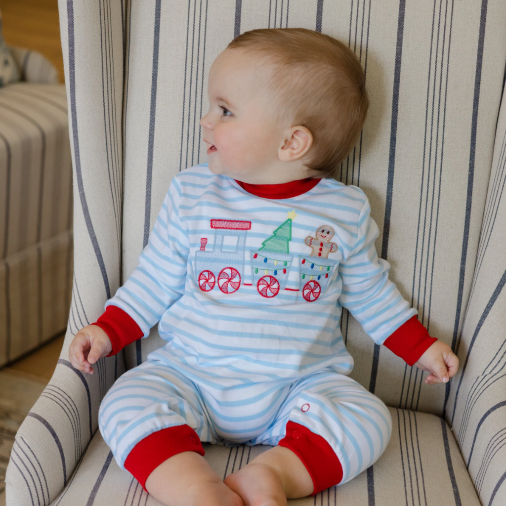 BAILEY BOYS BOY'S GINGERBREAD EXPRESS KNIT ROMPER