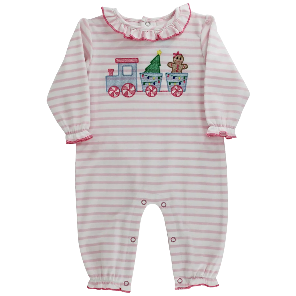 BAILEY BOYS GIRL'S GINGERBREAD EXPRESS KNIT ROMPER