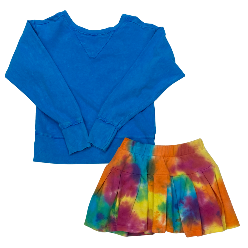 ERGE GIRL'S VINTAGE WASH TURQ LS TOP W/TIE DYE SKORT