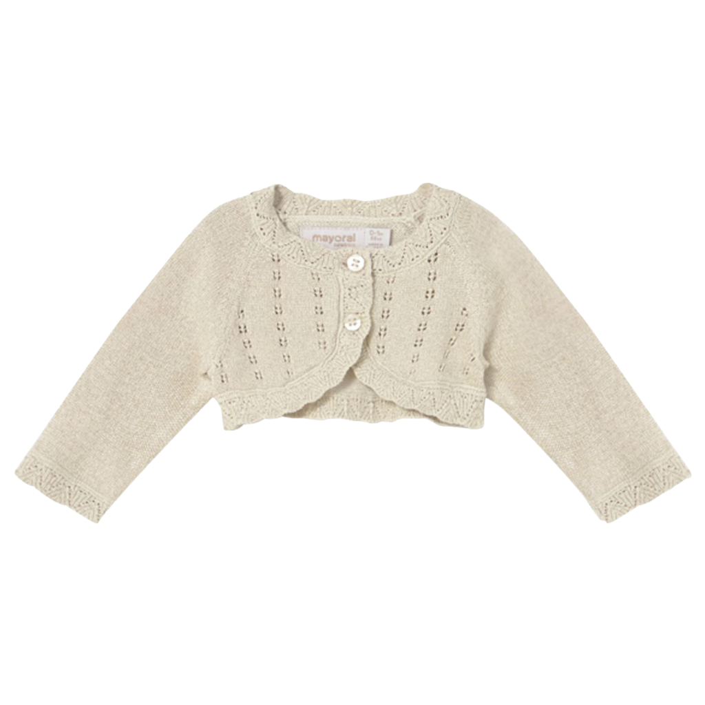 Basic Knit Short Cardigan-Champagne