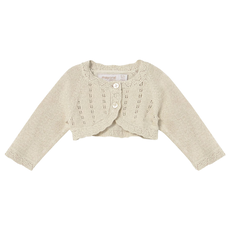 Basic Knit Short Cardigan-Champagne