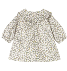 Girl's Printed Velvet Dress-Olive